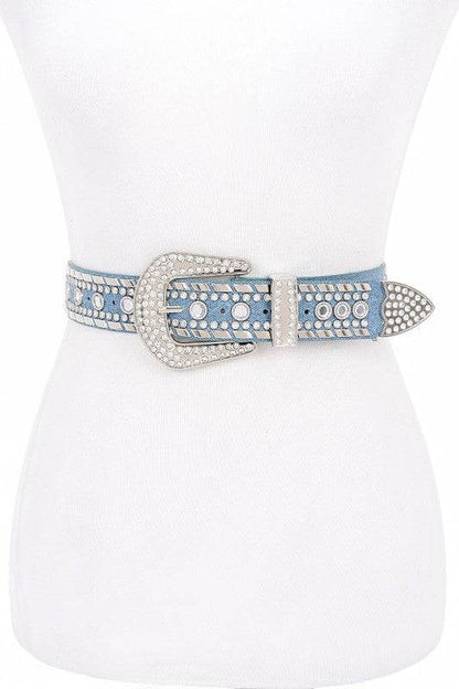 Mix Stud Rhinestone Denim Western Belt - Shop Style & More | Fresh Looks, Everyday Deals & Free Shipping