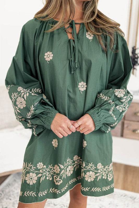 Tie Neck Boho Floral Puff Sleeve Shift Dress - Shop Style & More | Fresh Looks, Everyday Deals & Free Shipping