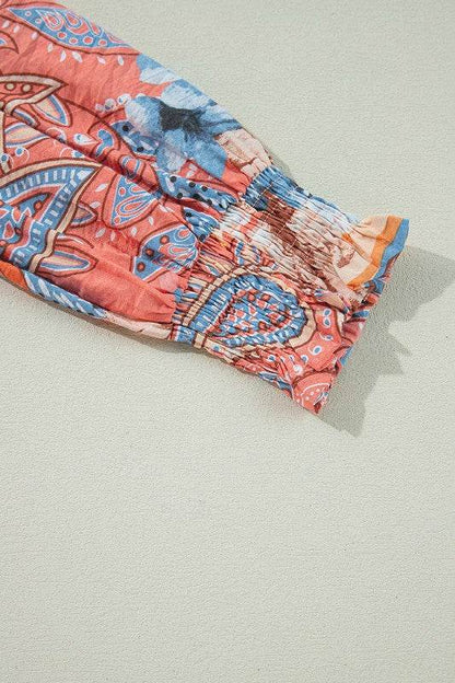 Floral Print Shirred Cuff Buttoned Loose Shirt - Shop Style & More | Fresh Looks, Everyday Deals & Free Shipping