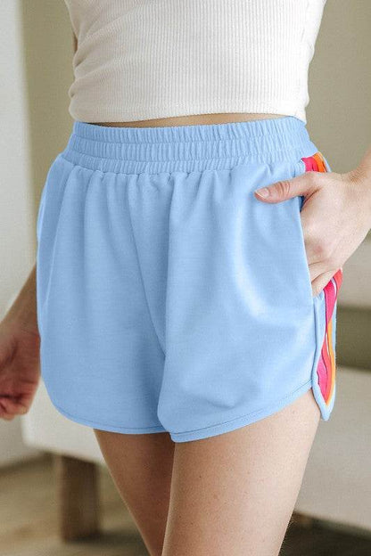 Color Block Elastic High Waist Active Shorts - Shop Style & More | Fresh Looks, Everyday Deals & Free Shipping