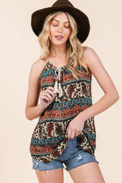 Front Tassel Tie Sleeveless Woven Top - Shop Style & More | Fresh Looks, Everyday Deals & Free Shipping