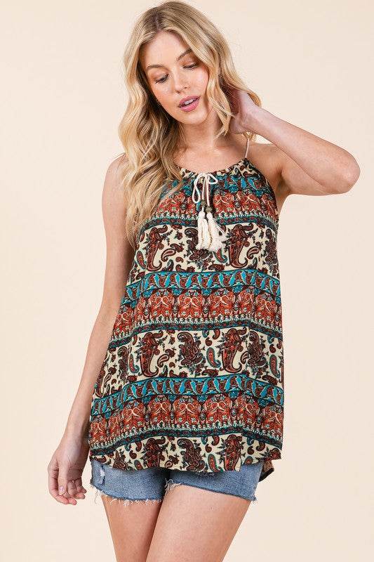 Front Tassel Tie Sleeveless Woven Top - Shop Style & More | Fresh Looks, Everyday Deals & Free Shipping