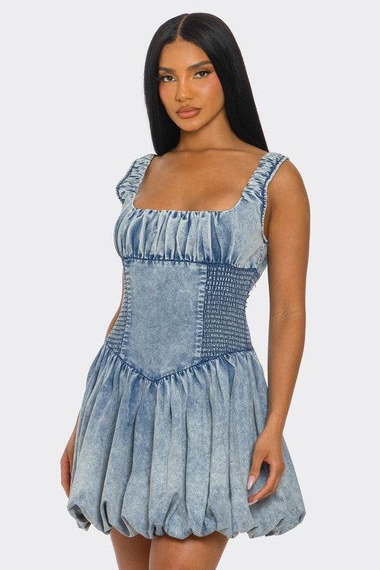 PLUS SIZE Bubble Belle Denim Mini Dress - Shop Style & More | Fresh Looks, Everyday Deals & Free Shipping