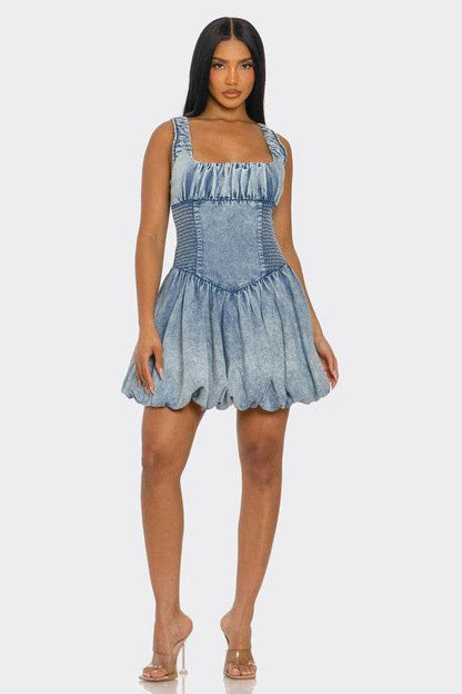 PLUS SIZE Bubble Belle Denim Mini Dress - Shop Style & More | Fresh Looks, Everyday Deals & Free Shipping