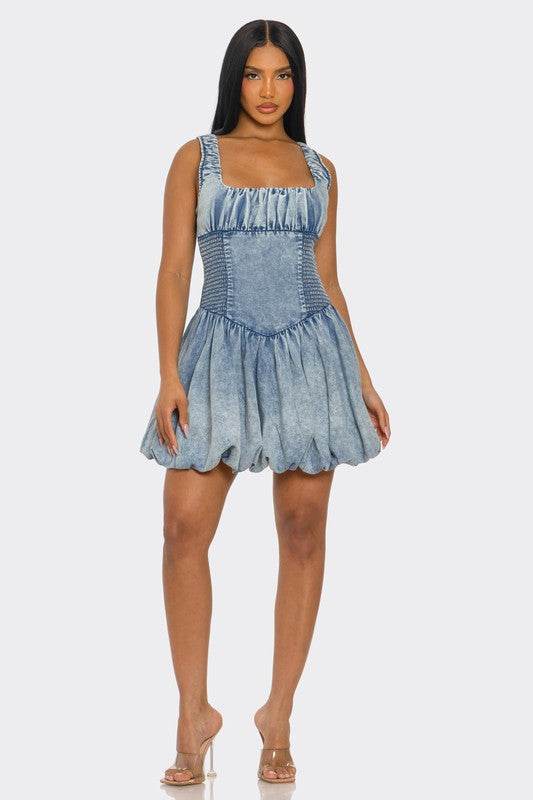 Bubble Belle Denim Mini Dress - Shop Style & More | Fresh Looks, Everyday Deals & Free Shipping