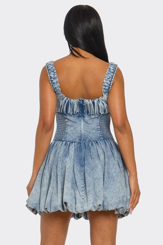 PLUS SIZE Bubble Belle Denim Mini Dress - Shop Style & More | Fresh Looks, Everyday Deals & Free Shipping