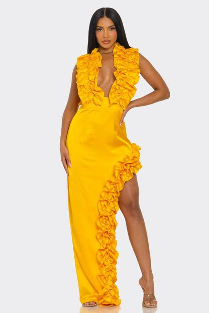 Golden Hour Ruffle Gown - Shop Style & More | Fresh Looks, Everyday Deals & Free Shipping
