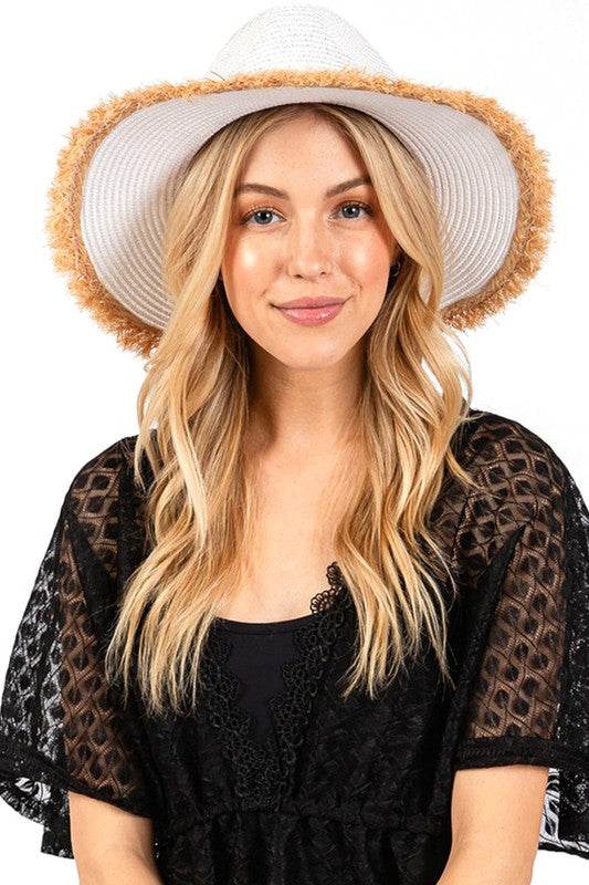 Frayed Band 2 Tone Straw Sun Hat - Shop Style & More | Fresh Looks, Everyday Deals & Free Shipping