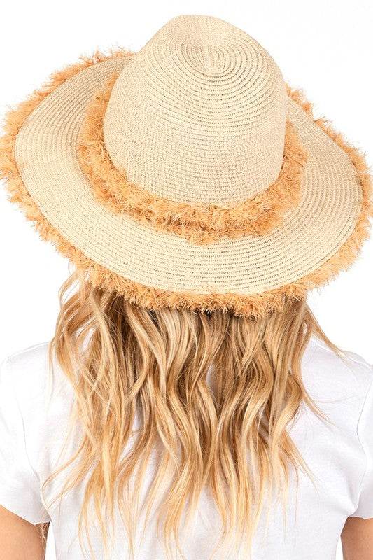 Frayed Band 2 Tone Straw Sun Hat - Shop Style & More | Fresh Looks, Everyday Deals & Free Shipping