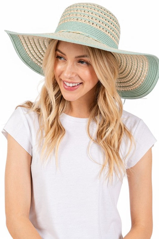 2 Tone Wide Brim Floppy Sun Hat Mint O S Accessories
