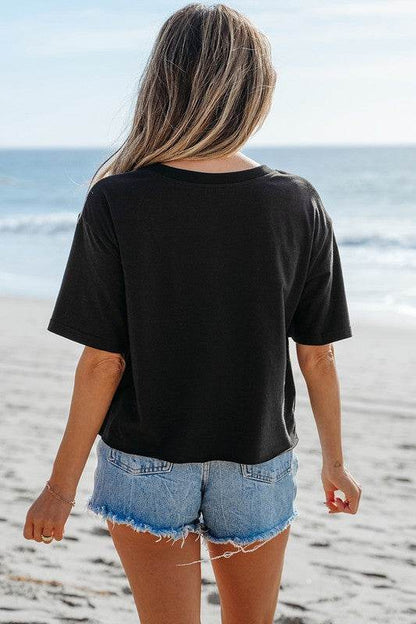 Checkerboard Peace Sign Printed Round Neck T Shirt - Shop Style & More | Fresh Looks, Everyday Deals & Free Shipping
