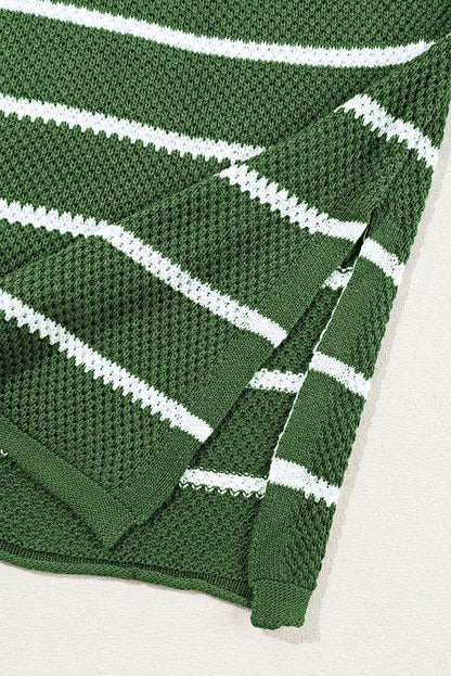 Stripe Drop Shoulder Oversized Henley Knit Tee - Shop Style & More | Fresh Looks, Everyday Deals & Free Shipping