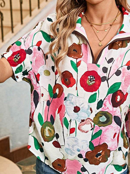 Floral Boho Shirred Bubble Viscose Stripe Blouse - Shop Style & More | Fresh Looks, Everyday Deals & Free Shipping