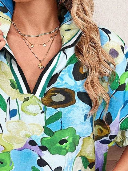 Floral Boho Shirred Bubble Viscose Stripe Blouse - Shop Style & More | Fresh Looks, Everyday Deals & Free Shipping