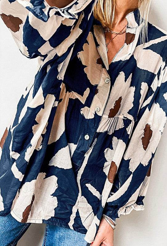 60s Flower Frill Neck Loose Blouse - Shop Style & More | Fresh Looks, Everyday Deals & Free Shipping