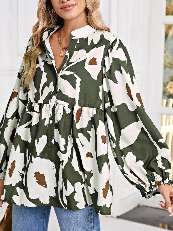 60s Flower Frill Neck Loose Blouse - Shop Style & More | Fresh Looks, Everyday Deals & Free Shipping