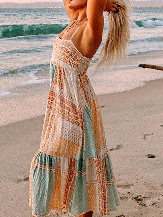 Mint Boho Patchwork Print Square Neck Sundress - Shop Style & More | Fresh Looks, Everyday Deals & Free Shipping