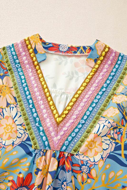 Multicolour Half Sleeve Boho Floral Blouse - Shop Style & More | Fresh Looks, Everyday Deals & Free Shipping