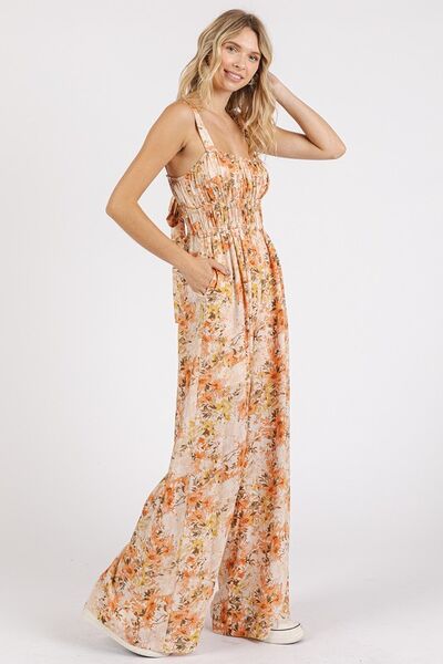 Mittoshop Flower Print Jumpsuit - Gathered Bust Sleeveless Style Jumpsuits