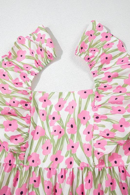 Pink Floral Square Neck Ruffled Strap Maxi Dress - Shop Style & More | Fresh Looks, Everyday Deals & Free Shipping