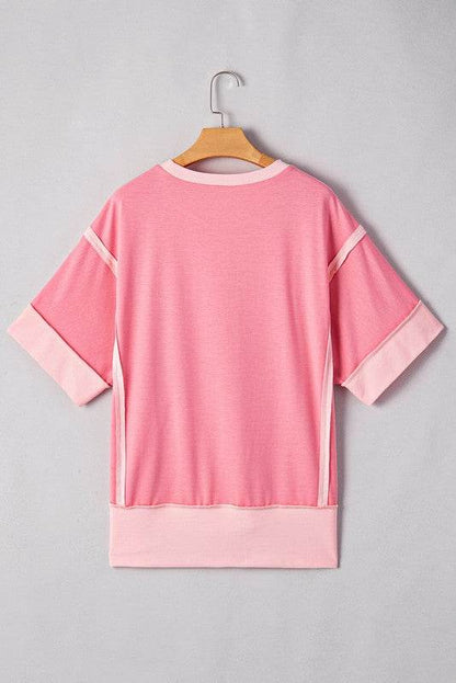 Cotton Peach Half Raw Seam High Low Side Split Top - Shop Style & More | Fresh Looks, Everyday Deals & Free Shipping