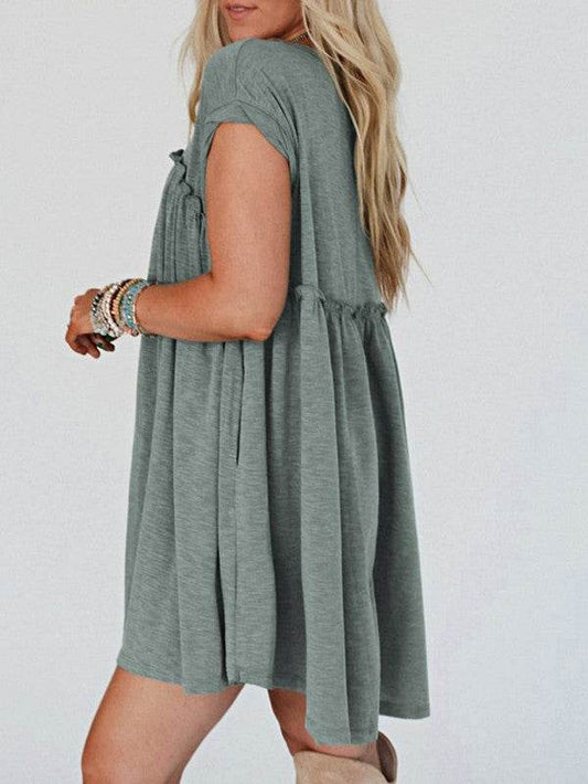 Viscose Green Frilled Seam Pocket T Shirt Dress - Shop Style & More | Fresh Looks, Everyday Deals & Free Shipping