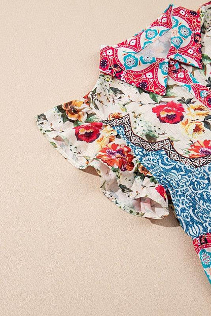 Rose Floral Ethnic Print Ruffle Mini Dress - Shop Style & More | Fresh Looks, Everyday Deals & Free Shipping