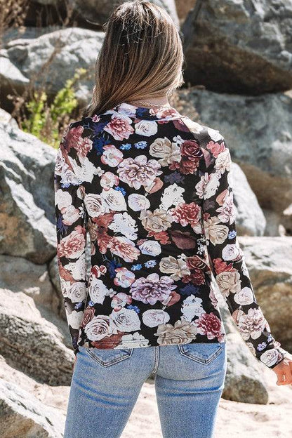 Mesh Floral Print Mock Neck Long Sleeve Slim Top - Shop Style & More | Fresh Looks, Everyday Deals & Free Shipping