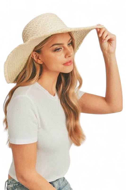Wide Brim Frayed Edge Sun Hat - Shop Style & More | Fresh Looks, Everyday Deals & Free Shipping