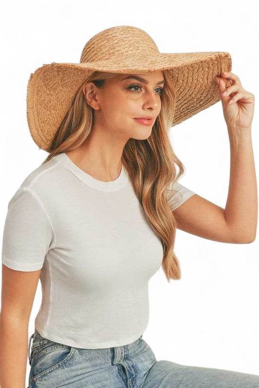 Wide Brim Frayed Edge Sun Hat - Shop Style & More | Fresh Looks, Everyday Deals & Free Shipping