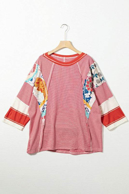 Color Block Stripe Floral Dolman Tunic Top - Shop Style & More | Fresh Looks, Everyday Deals & Free Shipping