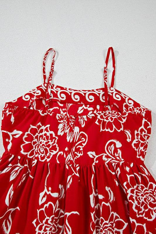 Red Floral Spaghetti Strap Empire Waist Maxi Dress - Shop Style & More | Fresh Looks, Everyday Deals & Free Shipping