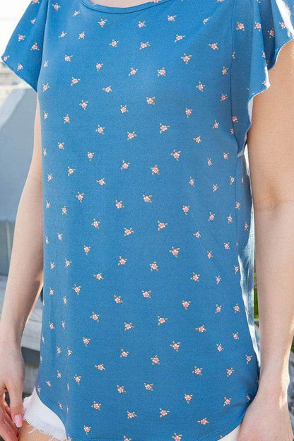 Ditsy Floral Flutter Sleeve Jersey Top - Shop Style & More | Fresh Looks, Everyday Deals & Free Shipping
