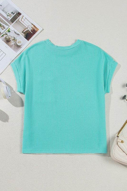Corded Knit Color Block Pocketed Crew Neck T Shirt - Shop Style & More | Fresh Looks, Everyday Deals & Free Shipping