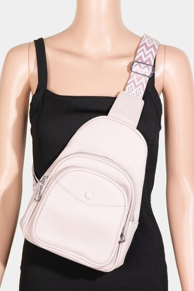 Fame Textured PU Leather Sling Bag Blush Pink One Size Bags