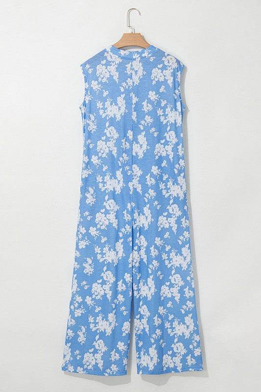 Floral Print Wide Leg Relaxed Sleeveless Jumpsuit - Shop Style & More | Fresh Looks, Everyday Deals & Free Shipping