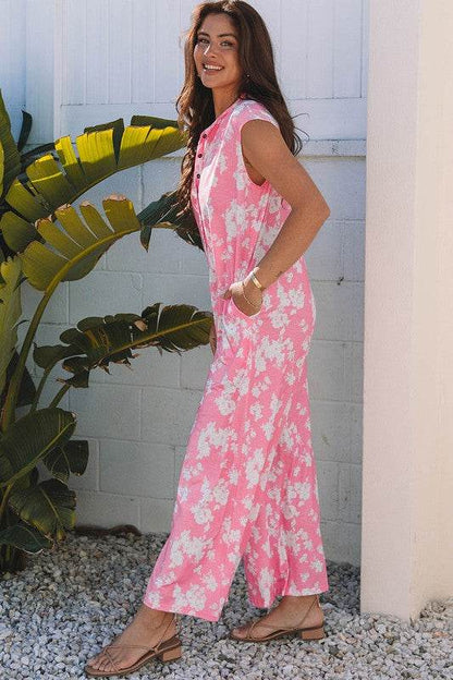 Floral Print Wide Leg Relaxed Sleeveless Jumpsuit - Shop Style & More | Fresh Looks, Everyday Deals & Free Shipping