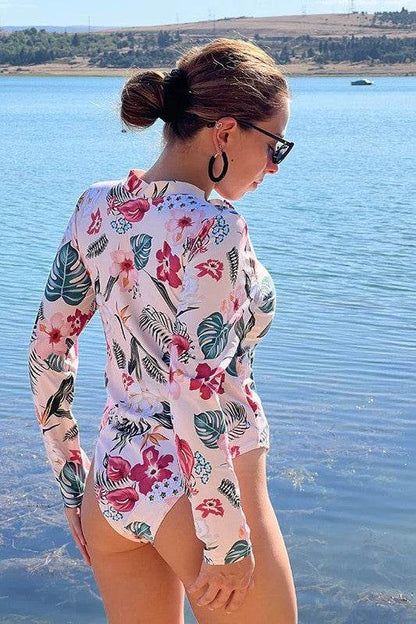 Pink Floral Zip Long Sleeve UPF50 Rash Guard - Shop Style & More | Fresh Looks, Everyday Deals & Free Shipping