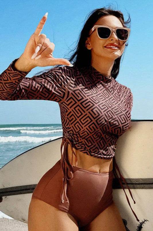 Geometric Printed Ruched Two Pieces Swimsuit - Shop Style & More | Fresh Looks, Everyday Deals & Free Shipping