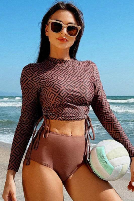 Geometric Printed Ruched Two Pieces Swimsuit - Shop Style & More | Fresh Looks, Everyday Deals & Free Shipping