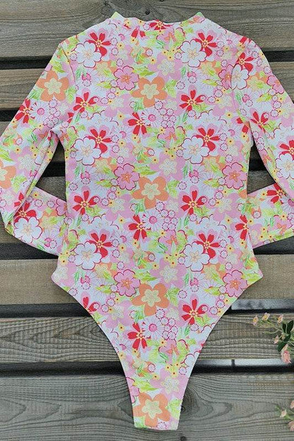 Floral Print One Piece Long Sleeve UPF50 Swimsuit - Shop Style & More | Fresh Looks, Everyday Deals & Free Shipping