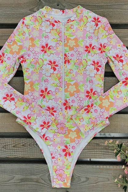 Floral Print One Piece Long Sleeve UPF50 Swimsuit - Shop Style & More | Fresh Looks, Everyday Deals & Free Shipping