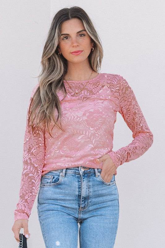 Blossom Floral Lace Sheer Long Sleeve Top - Shop Style & More | Fresh Looks, Everyday Deals & Free Shipping