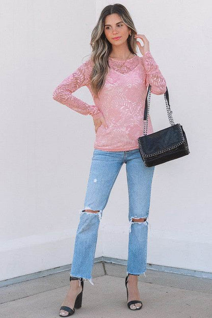 Blossom Floral Lace Sheer Long Sleeve Top - Shop Style & More | Fresh Looks, Everyday Deals & Free Shipping