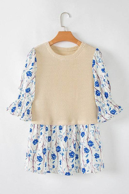 Patchwork Short Flounce Sleeve Peplum Blouse - Shop Style & More | Fresh Looks, Everyday Deals & Free Shipping