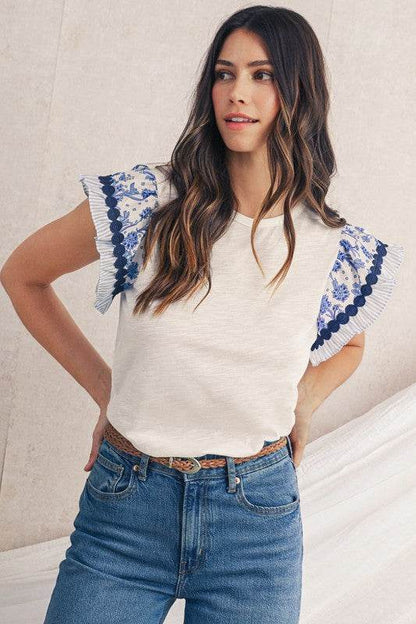 black flutter sleeve cotton top - Shop Style & More | Fresh Looks, Everyday Deals & Free Shipping