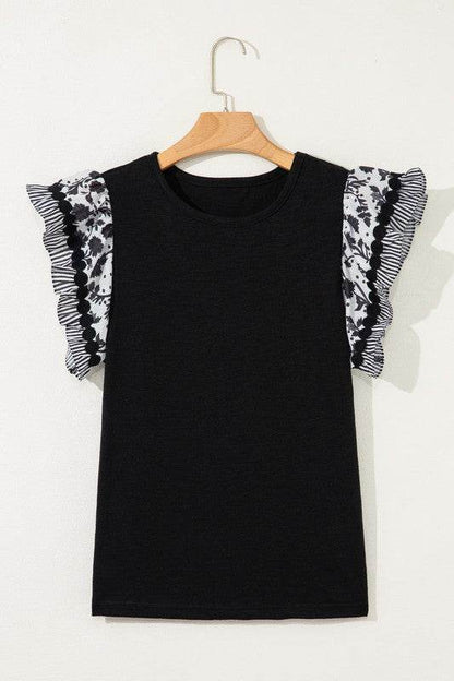 black flutter sleeve cotton top - Shop Style & More | Fresh Looks, Everyday Deals & Free Shipping