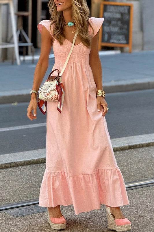 peach smocked maxi dress - Shop Style & More | Fresh Looks, Everyday Deals & Free Shipping