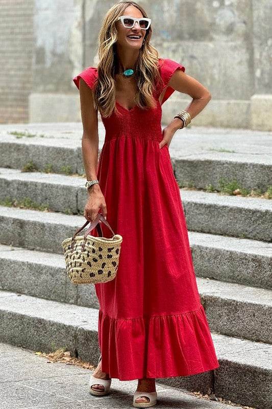 peach smocked maxi dress - Shop Style & More | Fresh Looks, Everyday Deals & Free Shipping