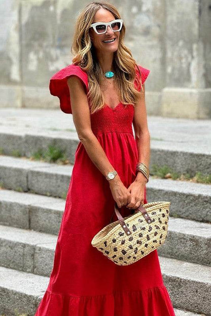 peach smocked maxi dress - Shop Style & More | Fresh Looks, Everyday Deals & Free Shipping